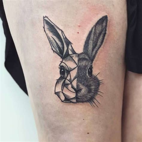 geometric bunny tattoo|51 Best Rabbit Tattoo Design Ideas